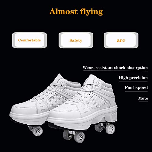 DHTOMC Patines De 4 Ruedas,Kick Roller Shoe Skate Patines De Ruedas Multiusos 2 En 1 Patines con 7 Luces Que Cambian De Color para Principiantes,EUR36 DHTOMC Patines De 4 Ruedas,Kick Roller Shoe Skate Patines De Ruedas Multiusos 2 En 1 Patines con 7 Luces Que Cambian De Color para Principiantes,EUR36