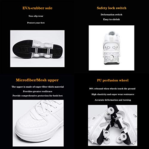 DHTOMC Zapatos Multiusos 2 En 1 Patines con Luz Led,Kick Roller Shoe,deformables Zapatillas De Deporte,patinetas De Cuatro Ruedas Runaway para Regalo Unisex,EUR37 DHTOMC Zapatos Multiusos 2 En 1 Patines con Luz Led,Kick Roller Shoe,deformables Zapatillas De Deporte,patinetas De Cuatro Ruedas Runaway para Regalo Unisex,EUR37