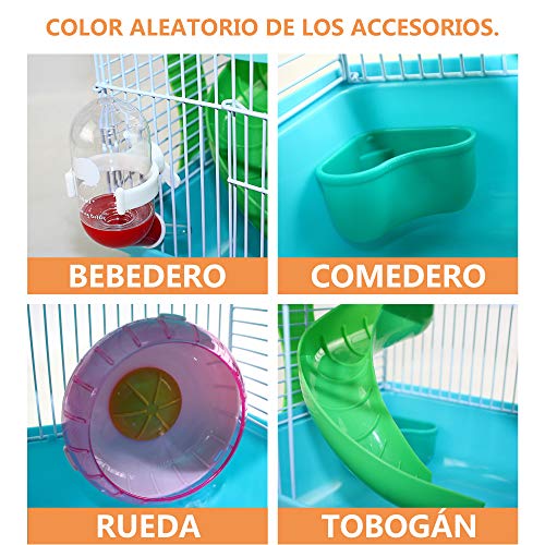 DI ZE LIN PET HOME S.L DZL® Jaula para Hamster 27 * 21 * 25cm jaulas Hamsters pequeña Bebedero comedero y Escalera incluidos al Azar