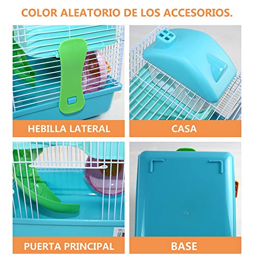 DI ZE LIN PET HOME S.L DZL® Jaula para Hamster 27 * 21 * 25cm jaulas Hamsters pequeña Bebedero comedero y Escalera incluidos al Azar