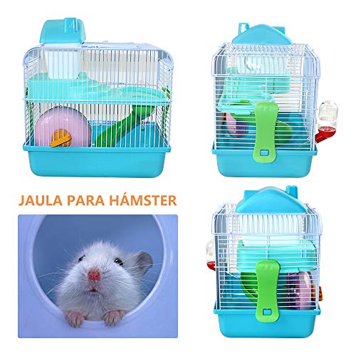 DI ZE LIN PET HOME S.L DZL® Jaula para Hamster 27 * 21 * 25cm jaulas Hamsters pequeña Bebedero comedero y Escalera incluidos al Azar