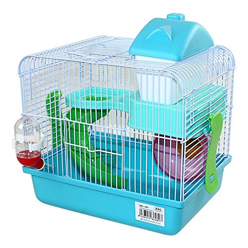 DI ZE LIN PET HOME S.L DZL® Jaula para Hamster 27 * 21 * 25cm jaulas Hamsters pequeña Bebedero comedero y Escalera incluidos al Azar