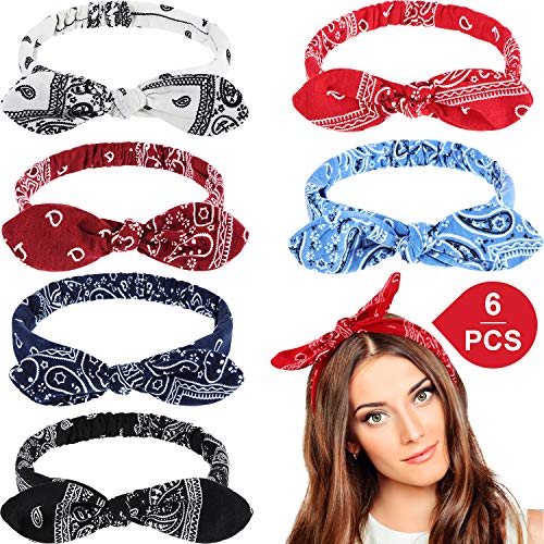 Diadema Bandana de Lazo Bohemia Pañuelo de Cabeza de Nudo Diadema de Orejas de Conejo Elástica Retro para Chicas y Mujeres (6 Piezas, Estilo Paisley 1) Diadema Bandana de Lazo Bohemia Pañuelo de Cabeza de Nudo Diadema de Orejas de Conejo Elástica Retro para Chicas y Mujeres (6 Piezas, Estilo Paisley 1)
