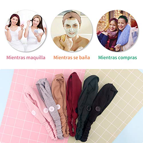 diadema con botones 6 Colores,diademas para mujer,diadema de yoga elastica,diadema con botones enfermera,Antideslizante Turbante,Diadema Deportiva,Cabello Lindos Accesorios para Enfermeras Doctores.