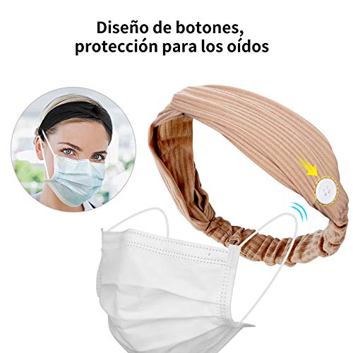 diadema con botones 6 Colores,diademas para mujer,diadema de yoga elastica,diadema con botones enfermera,Antideslizante Turbante,Diadema Deportiva,Cabello Lindos Accesorios para Enfermeras Doctores.