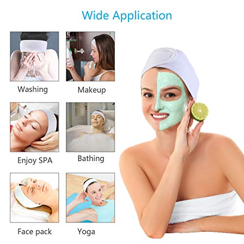 Diadema de Maquillaje Ajustable KATOOM 4pcs Diadema Facial de Spa con 10 Bandas de Goma para el Ejercicio, Lavado, Bañarse, Yoga Deportes con Cinta Mágica Blanco Mujeres Adultos Diadema de Maquillaje Ajustable KATOOM 4pcs Diadema Facial de Spa con 10 Bandas de Goma para el Ejercicio, Lavado, Bañarse, Yoga Deportes con Cinta Mágica Blanco Mujeres Adultos