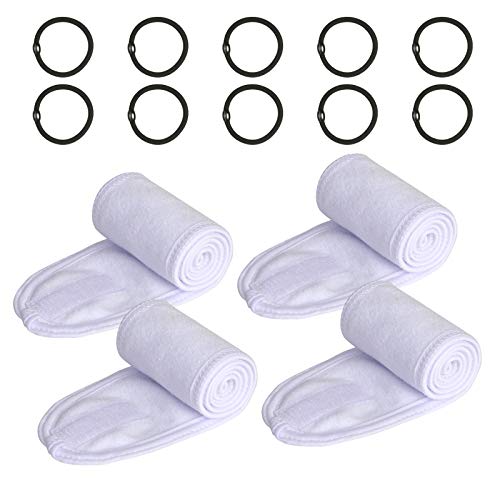 Diadema de Maquillaje Ajustable KATOOM 4pcs Diadema Facial de Spa con 10 Bandas de Goma para el Ejercicio, Lavado, Bañarse, Yoga Deportes con Cinta Mágica Blanco Mujeres Adultos Diadema de Maquillaje Ajustable KATOOM 4pcs Diadema Facial de Spa con 10 Bandas de Goma para el Ejercicio, Lavado, Bañarse, Yoga Deportes con Cinta Mágica Blanco Mujeres Adultos
