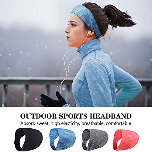 Diadema Deportiva, Cinta Sudor Cabeza Mujer,Diadema Deportiva Mujer Hombre, Cinta la Cabeza Yoga Correr Quick Dry Stretchy Banda de Cabeza,para Correr, Fitness, Ciclismo, Yoga, Baloncesto (4Pack)