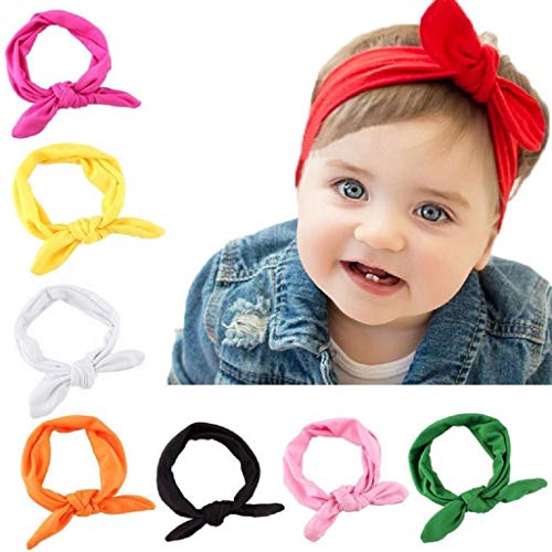 Diademas Bebe Niña,SHOBDW Elásticas Niños Pequeños Banda Para El Pelo De Orejas De Conejo Nudo Del Turbante Del Bebé Envolturas Para La Cabeza Cintas para el pelo Bebe Niña Recien Nacida,A