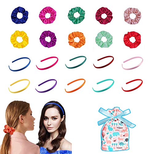 Diademas Mujer Diadema Niñas Diademas de Pelo 20 Piezas Banda Pelo de Satén Accesorios de Peinado de Niñas Hair Scrunchies Diademas Accesorios para el cabello