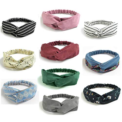 Diademas Turbante Mujer Cintas Pelo Elastica Flor Vintage Impreso Yoga Elástico Para Cabeza Venda De Pelo Anudado Niñas Lazo Bandana Pañuelo Tela Twisted Nudo Headwrap Cabello Hair Band Accesorios