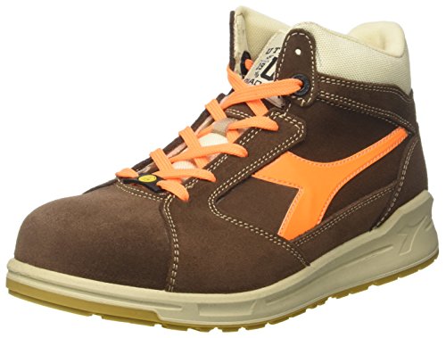 Diadora - D-jump Hi S3 Esd, zapatos de trabajo Unisex adulto, Marrón (Marrone Caffe/arancio Flame), 46 EU