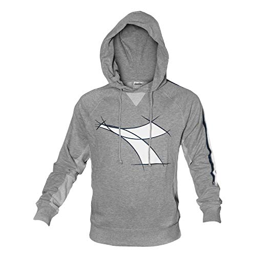 Diadora Sudadera de hombre con capucha de algodón, 3 colores, Art.258 (Light Middle Grey Melange – M / 48)