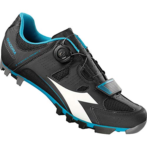 Diadora X Vortex Racer II, Zapatillas de Ciclismo de montaña. Unisex Adulto, Multicolor Black White Blue Fluo 5193, 43 EU