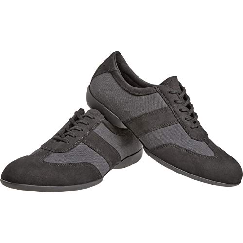 Diamant Mens Dance Sneakers 123-325-563 - Ante/lona negro - suela dividida - confort (ancho) - Made in Germany, negro (Negro), 40 EU