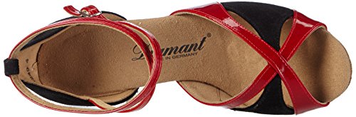 Diamant141-058-400 - Zapatillas de Baila Moderno y Jazz Mujer, Mehrfarbig (Negro/Rojo), 42 2/3