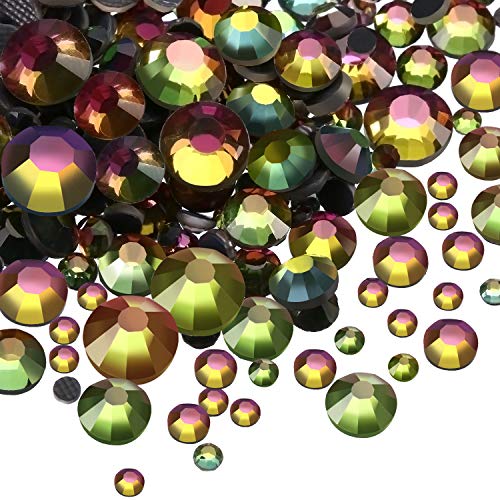 Diamantes de Imitación Hotfix Gemas Planas de Vidrio Hierro en Pegamento Cristales AB 5 Tamaños 2-6,5 MM (SS6-SS30) en Caja de Almacenaje con Pinza y Herramienta de Selección (5000 Piezas) 