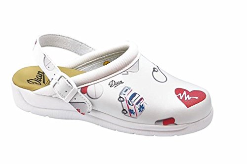 Dian Pisa estampado - zapatos hospitalarios - talla 39 - blanco