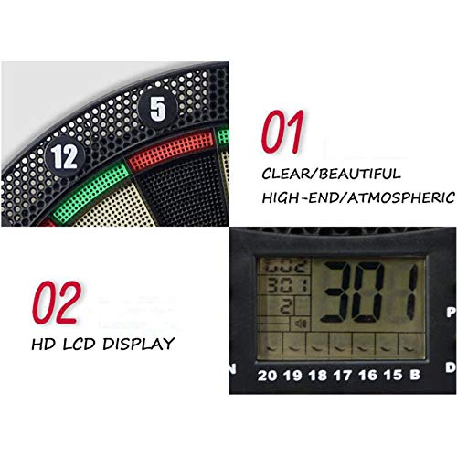 Diana electrónica, con Indicador de Puntuación LCD & 6 Dardos, Puntas de Repuesto, 18 Juegos y 159 Variantes para 8 Jugadores,Black