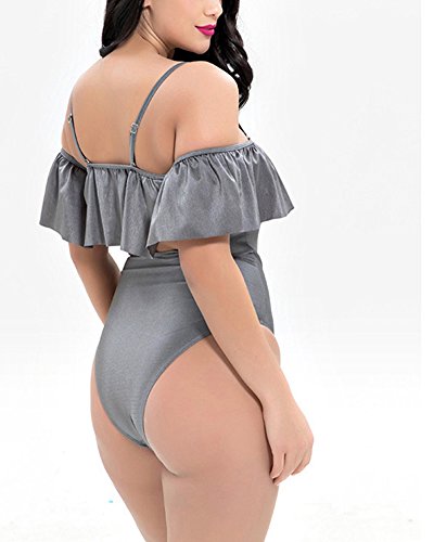 DianShao Mujer Bikini Tallas Grandes Bañadores Bandeau Push Up Traje De Baño Gris 46