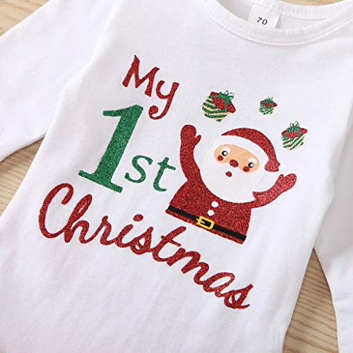 Diaod Trajes de Dibujos Animados de Navidad para bebés y niñas, Mono con Letras Impresas de Papá Noel, Falda de Tul, Diadema, Calentador de piernas, Conjuntos de Ropa (Size : 9-12 Months)