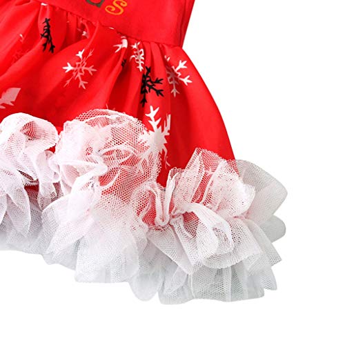 Diaod Vestido de Princesa para niñas de Navidad, Conjunto de Diadema, Conjuntos de Navidad para niños pequeños, Vestidos de Fiesta Rojos, Conjuntos de Diadema (Size : 9-12 Months)