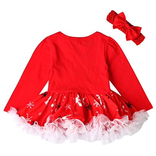 Diaod Vestido de Princesa para niñas de Navidad, Conjunto de Diadema, Conjuntos de Navidad para niños pequeños, Vestidos de Fiesta Rojos, Conjuntos de Diadema (Size : 9-12 Months)