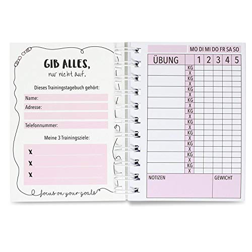 Diario de entrenamiento para mujeres para gimnasio, culturismo y cardio de Cupcakes & Kisses, 200 páginas, resistente y práctico (DIN A6) Diario de entrenamiento para mujeres para gimnasio, culturismo y cardio de Cupcakes & Kisses, 200 páginas, resistente y práctico (DIN A6)
