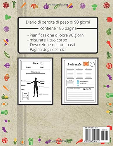 diaro dimagrante 90 giorni: Diario dimagrante per 90 giorni da compilare con pianificazione ed esercizi, dimagrante attrezzi,