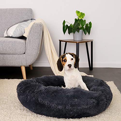 Dibea Cama Perros Redonda cojín Gatos sofá para Perros Donut Ø 60 cm (L) Gris Oscuro