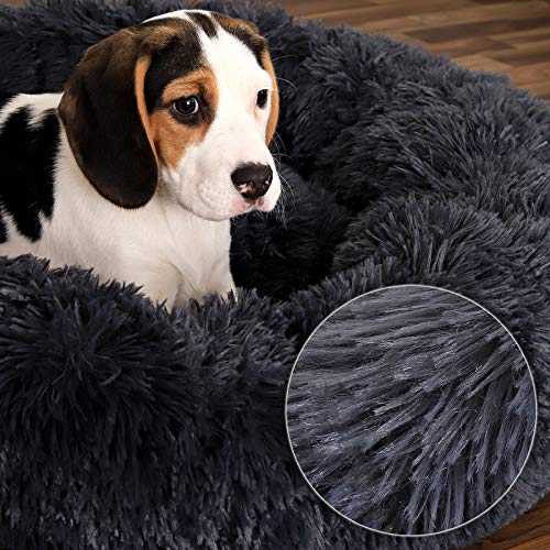 Dibea Cama Perros Redonda cojín Gatos sofá para Perros Donut Ø 60 cm (L) Gris Oscuro