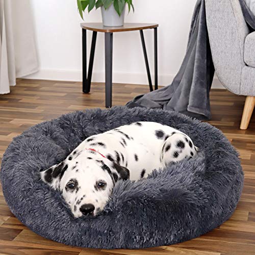 Dibea Cama Perros Redonda cojín Gatos sofá para Perros Donut Ø 60 cm (L) Gris Oscuro