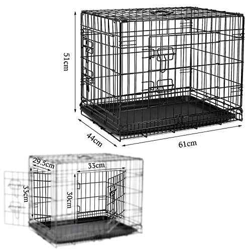 Dibea DC00491, Jaula Plegable de Metal para Perro, Gato y Mascota (2 Puertas), 60 x 43 x 49 cm