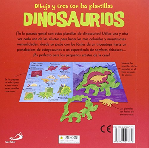 Dibuja y crea con las plantillas Dinosaurios: ¡Incluye 15 plantillas reutilizables y 15 ideas geniales! (Aprender, jugar y descubrir)
