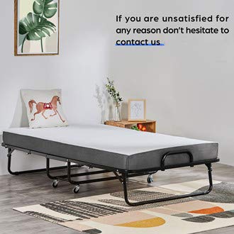 DICTAC Cama Plegable 90 x 200 cm Cama de Invitados con colchón de Espuma viscoelástica de 13 cm de Espesor,Cubierta de Polvo y Ruedas Gratis, fáciles de Montar y Transportar,Armadura de Metal