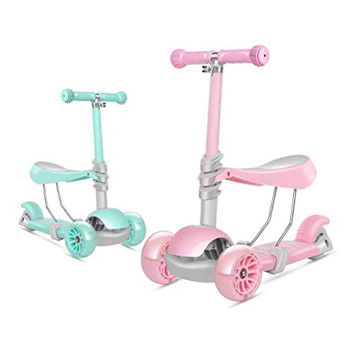 didiwei Nuevo Scooter para Niños Tres En Uno, Andador Multifuncional para Bebés, Scooter De Tres Ruedas De Moda con Asiento Móvil Y Ruedas Intermitentes (Color : Pink)