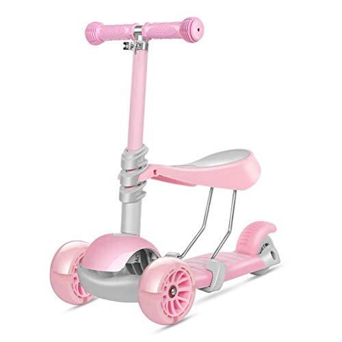 didiwei Nuevo Scooter para Niños Tres En Uno, Andador Multifuncional para Bebés, Scooter De Tres Ruedas De Moda con Asiento Móvil Y Ruedas Intermitentes (Color : Pink)