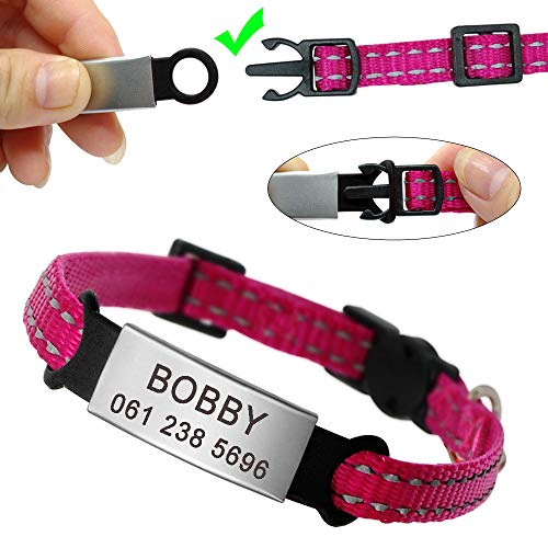 Didog - Collar para gatos con placa de acero inoxidable personalizable, reflectante, sin ruido, deslizable, para gatos y perros pequeños Didog - Collar para gatos con placa de acero inoxidable personalizable, reflectante, sin ruido, deslizable, para gatos y perros pequeños