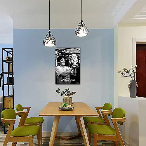 Diego Maradona - Lienzo decorativo con marco de madera, 40,6 x 60,9 cm, diseño de jugador de fútbol argentino, para decoración de habitación de niños y niñas, estirado y listo para colgar Diego Maradona - Lienzo decorativo con marco de madera, 40,6 x 60,9 cm, diseño de jugador de fútbol argentino, para decoración de habitación de niños y niñas, estirado y listo para colgar