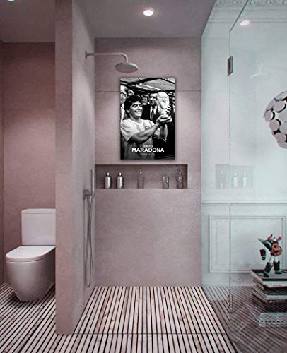 Diego Maradona - Lienzo decorativo con marco de madera, 40,6 x 60,9 cm, diseño de jugador de fútbol argentino, para decoración de habitación de niños y niñas, estirado y listo para colgar Diego Maradona - Lienzo decorativo con marco de madera, 40,6 x 60,9 cm, diseño de jugador de fútbol argentino, para decoración de habitación de niños y niñas, estirado y listo para colgar