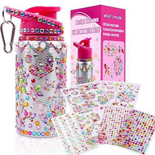 DigHealth DIY Botellas de Agua con Pegatinas, 500 ML Aluminum Botella Personalizada Sin BPA para Niña