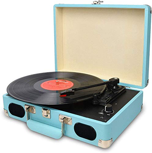 DIGITNOW! Portable Belt Drive - Tocadiscos de Estilo Retro de 3 velocidades Vinyl-Black Maletín Giratorio con Altavoz estéreo, admite Salida USB/Auriculares Jack / MP3 / reproducción de música DIGITNOW! Portable Belt Drive - Tocadiscos de Estilo Retro de 3 velocidades Vinyl-Black Maletín Giratorio con Altavoz estéreo, admite Salida USB/Auriculares Jack / MP3 / reproducción de música