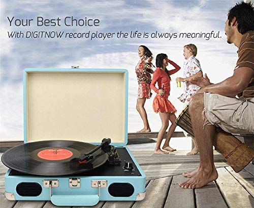 DIGITNOW! Portable Belt Drive - Tocadiscos de Estilo Retro de 3 velocidades Vinyl-Black Maletín Giratorio con Altavoz estéreo, admite Salida USB/Auriculares Jack / MP3 / reproducción de música DIGITNOW! Portable Belt Drive - Tocadiscos de Estilo Retro de 3 velocidades Vinyl-Black Maletín Giratorio con Altavoz estéreo, admite Salida USB/Auriculares Jack / MP3 / reproducción de música