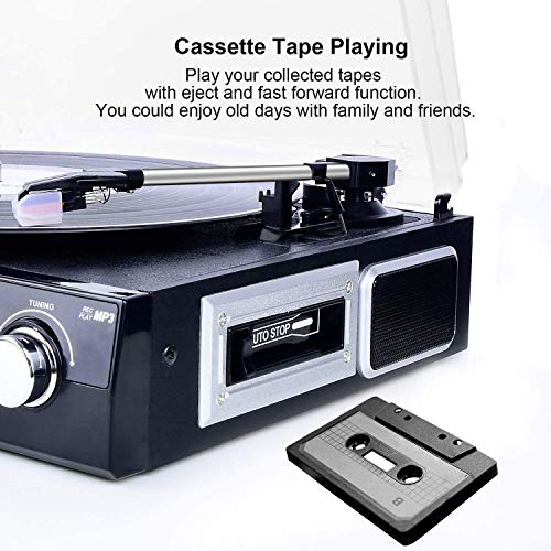 DIGITNOW! Tocadiscos Bluetooth con Estéreo Altavoces,33/45/78 RPM Apoyos Cassette/Radio/Vinilo a MP3 USB Codificación/Aux in DIGITNOW! Tocadiscos Bluetooth con Estéreo Altavoces,33/45/78 RPM Apoyos Cassette/Radio/Vinilo a MP3 USB Codificación/Aux in