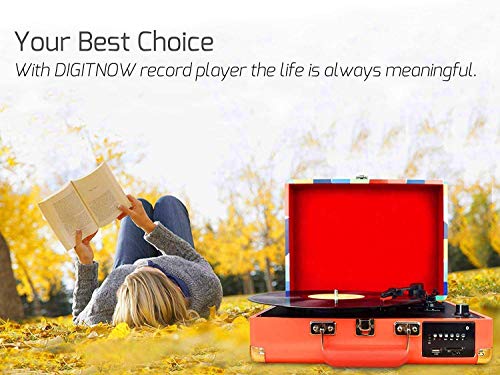 DIGITNOW! Tocadiscos Bluetooth Plato giradiscos Plato Vinilo- Función Grabación, FM Radio, MP3,USB, SD, 3 velocidades, 33/45/78 RPM con Altavoces Incorporados DIGITNOW! Tocadiscos Bluetooth Plato giradiscos Plato Vinilo- Función Grabación, FM Radio, MP3,USB, SD, 3 velocidades, 33/45/78 RPM con Altavoces Incorporados