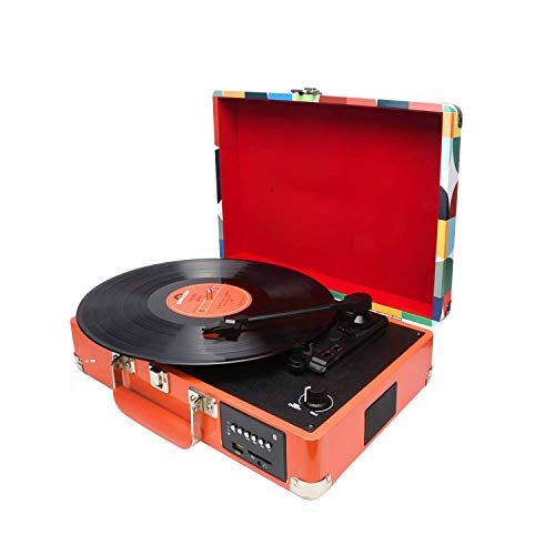 DIGITNOW! Tocadiscos Bluetooth Plato giradiscos Plato Vinilo- Función Grabación, FM Radio, MP3,USB, SD, 3 velocidades, 33/45/78 RPM con Altavoces Incorporados DIGITNOW! Tocadiscos Bluetooth Plato giradiscos Plato Vinilo- Función Grabación, FM Radio, MP3,USB, SD, 3 velocidades, 33/45/78 RPM con Altavoces Incorporados