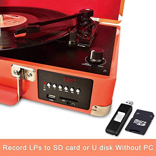 DIGITNOW! Tocadiscos Bluetooth Plato giradiscos Plato Vinilo- Función Grabación, FM Radio, MP3,USB, SD, 3 velocidades, 33/45/78 RPM con Altavoces Incorporados DIGITNOW! Tocadiscos Bluetooth Plato giradiscos Plato Vinilo- Función Grabación, FM Radio, MP3,USB, SD, 3 velocidades, 33/45/78 RPM con Altavoces Incorporados