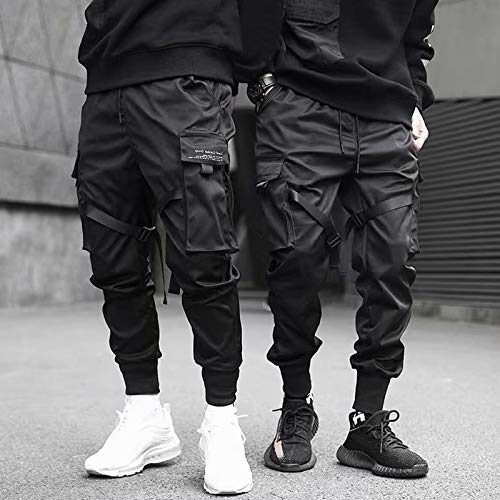 diirm Pantalones Cargo para Hombre Cintas Harem Joggers Pantalones de Hip Hop Harajuku Pantalones Deportivos