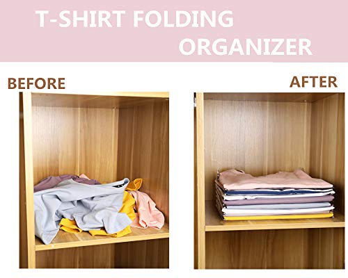 DIKER Organizador de Camisetas Camiseta Carpeta Organizador de Armario Hogar Estantería Doblador Ropa Tabla para Doblar la Ropa Placa Ayuda para Plegar la Ropa armarios (50pcs+Bolsillo con cordón)