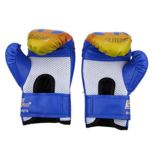 Dilwe 1 Par de Guantes de Boxeo Cuero PU Guantes de Boxeo Junior para Estudiantes Familia 3-10 Años (Negro)